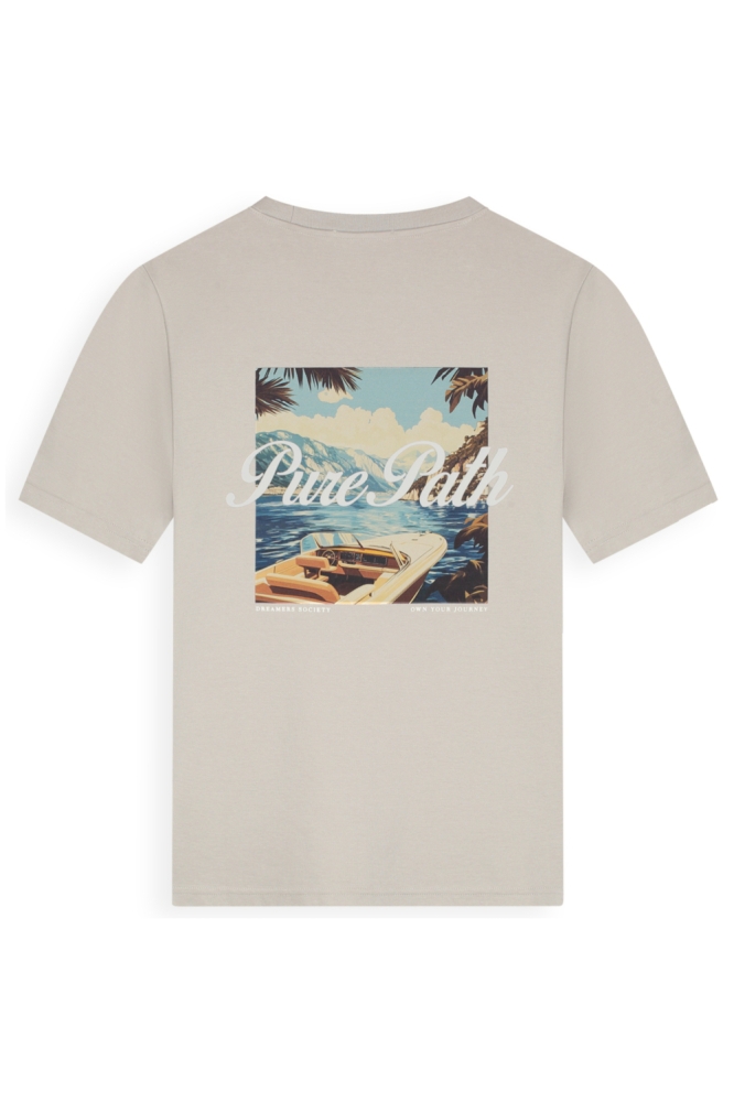 Pure Path taupe heren t-shirt | Achteraanzicht