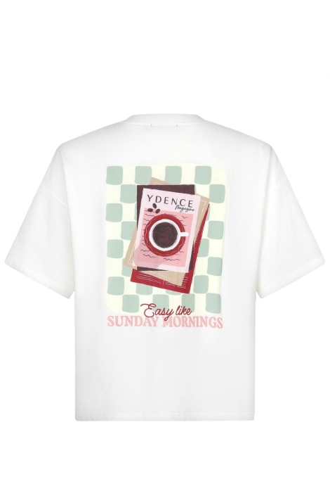 Ydence witte dames t-shirt | Achteraanzicht