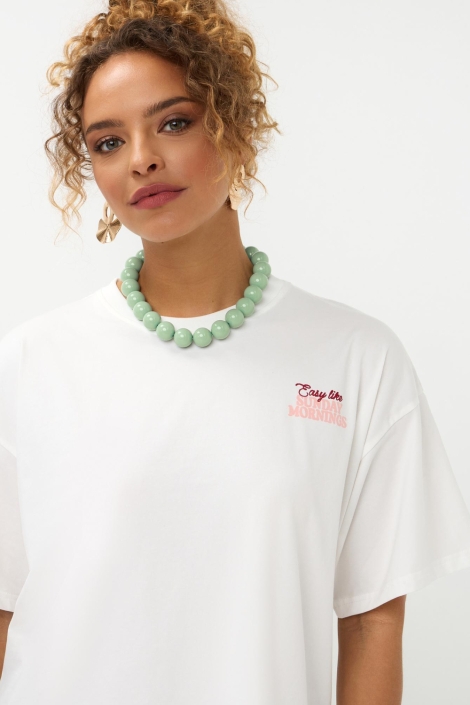 Ydence witte dames t-shirt | Close up
