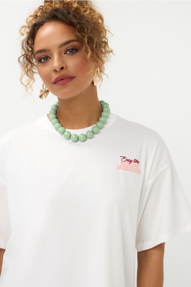 Ydence witte dames t-shirt | Close up