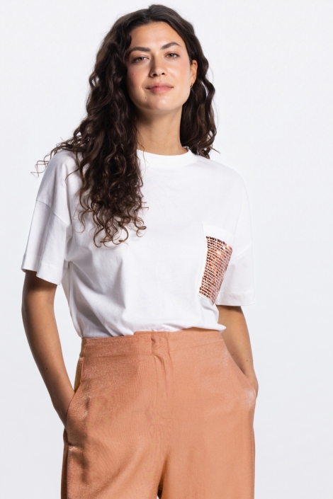 Juffrouw Jansen witte dames t-shirt | Model vooraanzicht