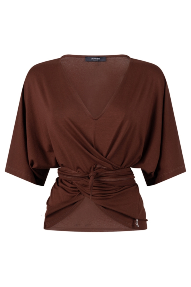Juffrouw Jansen bruine dames t-shirt | Vooraanzicht
