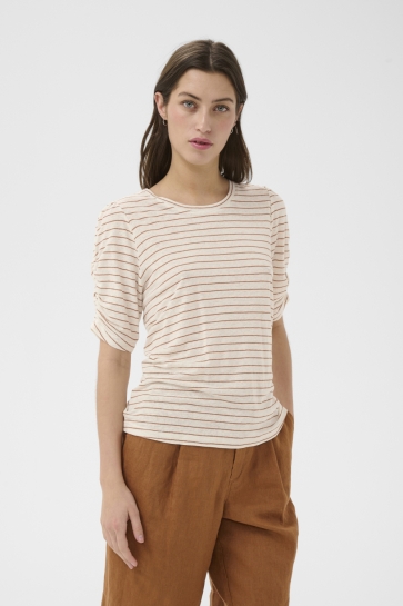 Part Two T-shirt BRIZETTEPW T SHIRT 30310567 305039 BROWN STRIPE