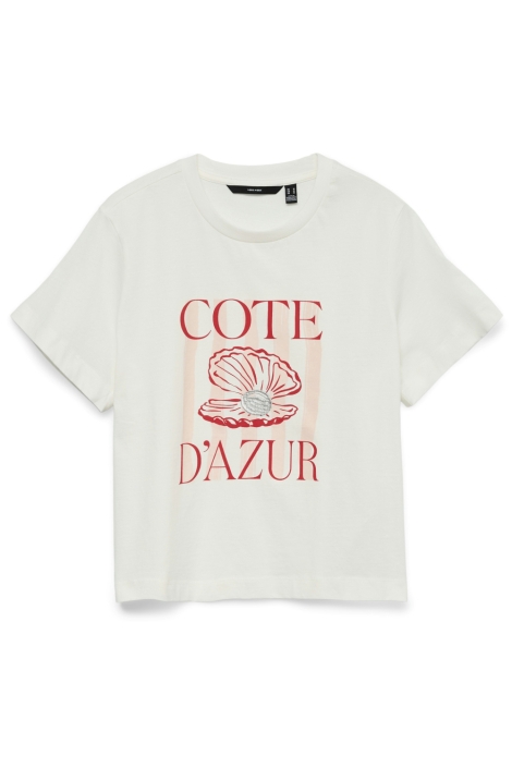 Vero Moda ecru dames t-shirt | Vooraanzicht