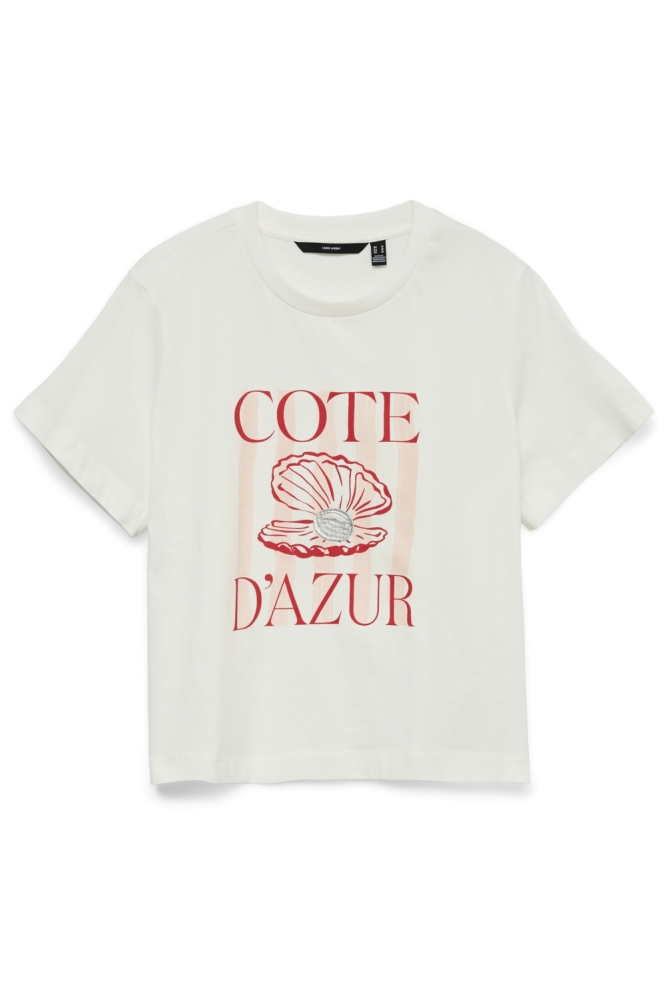 Vero Moda ecru dames t-shirt | Vooraanzicht