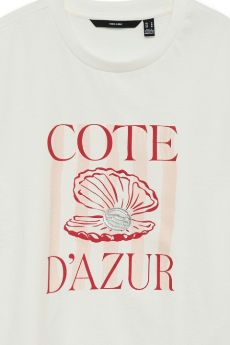 Vero Moda ecru dames t-shirt | Close up