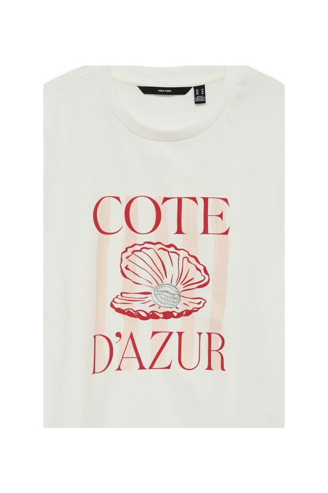 Vero Moda ecru dames t-shirt | Close up