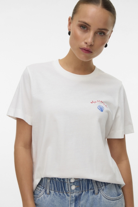 Vero Moda witte dames t-shirt | Model vooraanzicht