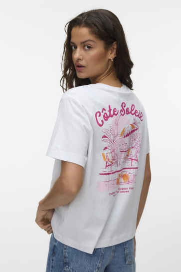 Vero Moda T-shirt VMSOLVEIG SS O-NECK TEE EXP 10352540 Bright White/COTE SOLEIL PRINT