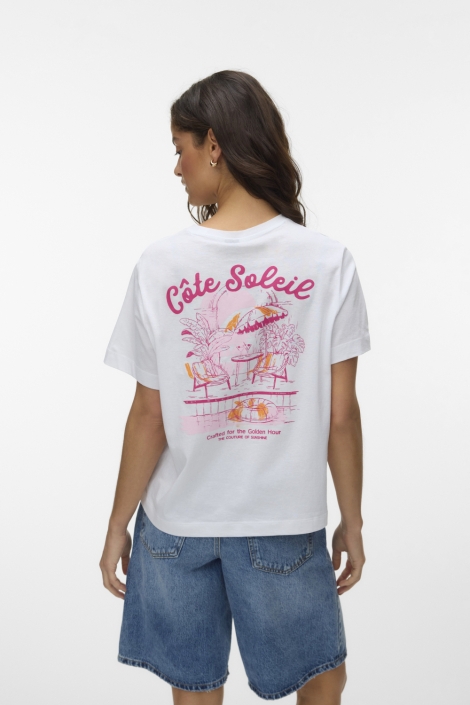Vero Moda witte dames t-shirt | Model achteraanzicht