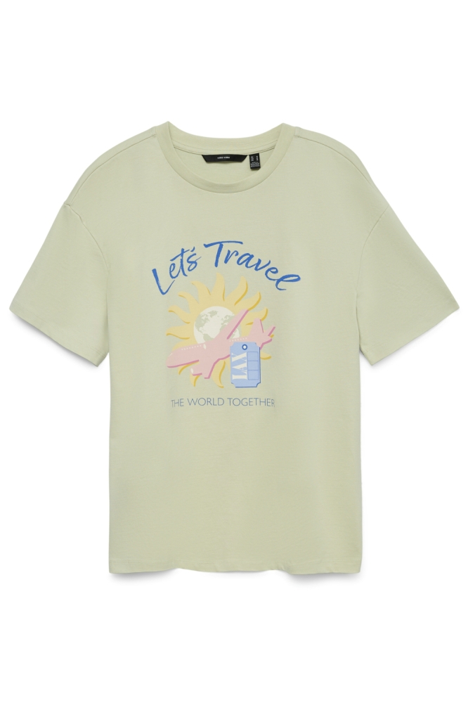 Vero Moda groene dames t-shirt | Vooraanzicht