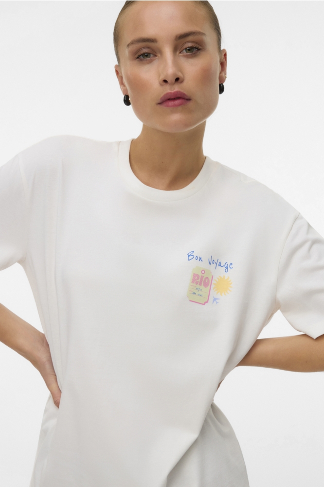 Vero Moda witte dames t-shirt | Model vooraanzicht
