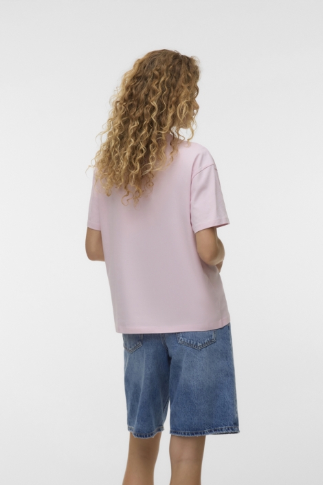 Vero Moda roze dames t-shirt | Model achteraanzicht