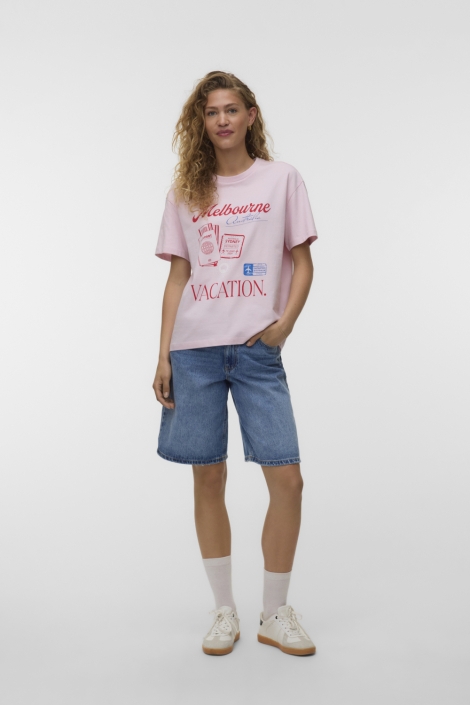 Vero Moda roze dames t-shirt | Model