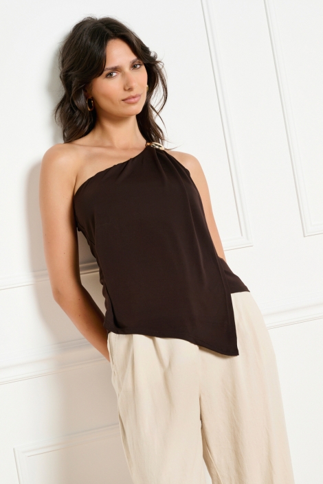LolaLiza bruine dames top | Model vooraanzicht