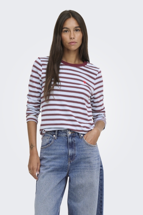 Jacqueline de Yong blauwe dames t-shirt | Model vooraanzicht