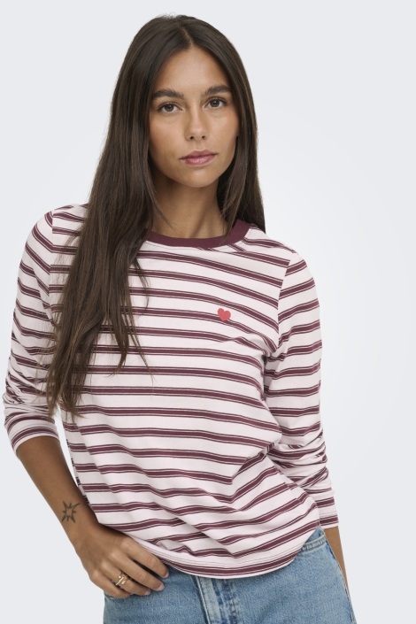 Jacqueline de Yong roze dames t-shirt | Model vooraanzicht