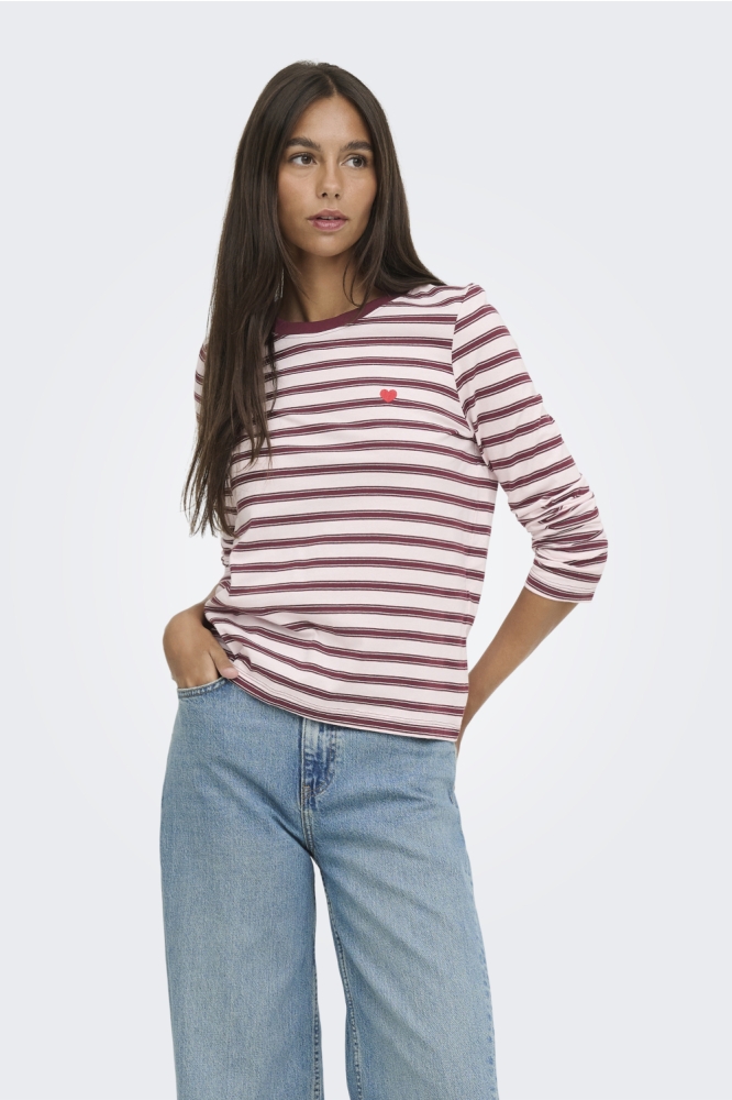 Jacqueline de Yong roze dames t-shirt | Model vooraanzicht