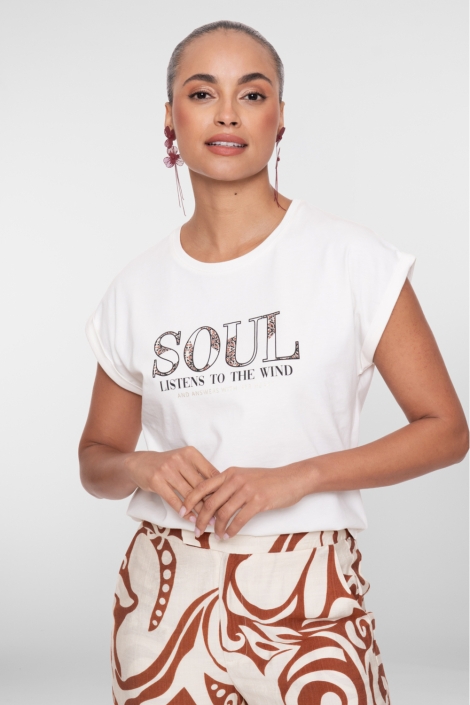 Geisha witte dames t-shirt | Model vooraanzicht