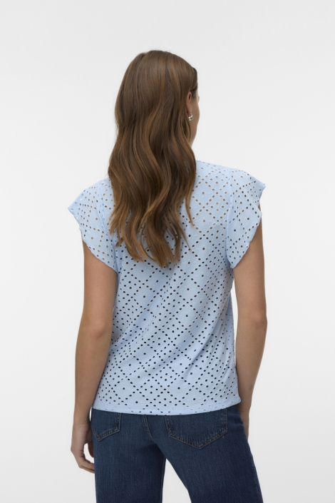 Vero Moda blauwe dames t-shirt | Model achteraanzicht