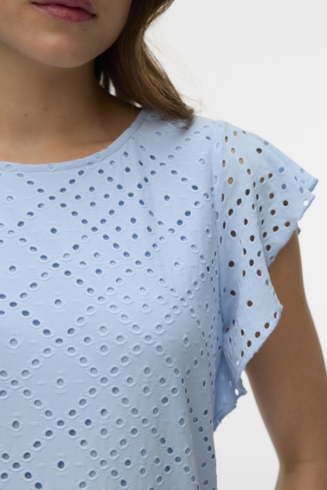 Vero Moda blauwe dames t-shirt | Close up
