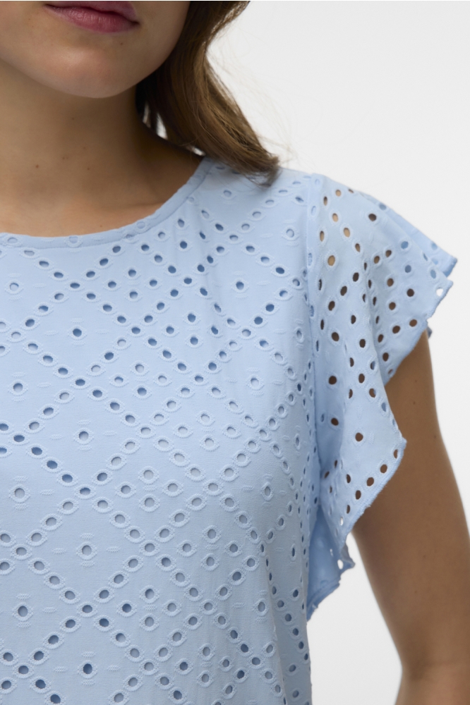 Vero Moda blauwe dames t-shirt | Close up