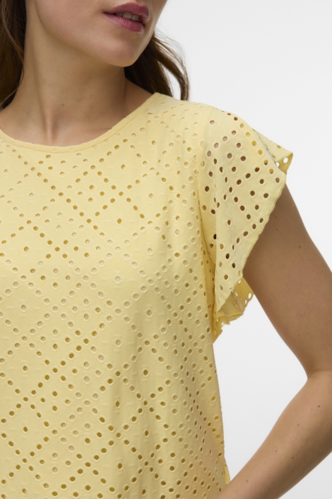 Vero Moda gele dames t-shirt | Close up