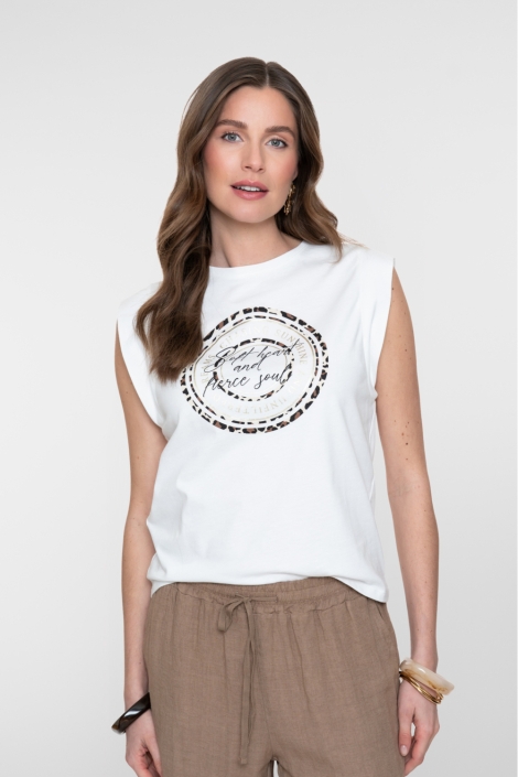 Geisha witte dames top | Model vooraanzicht