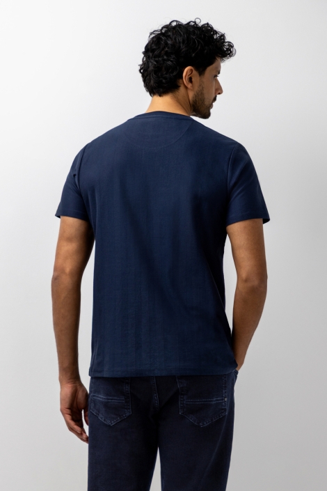 State of Art blauwe heren t-shirt | Model achteraanzicht