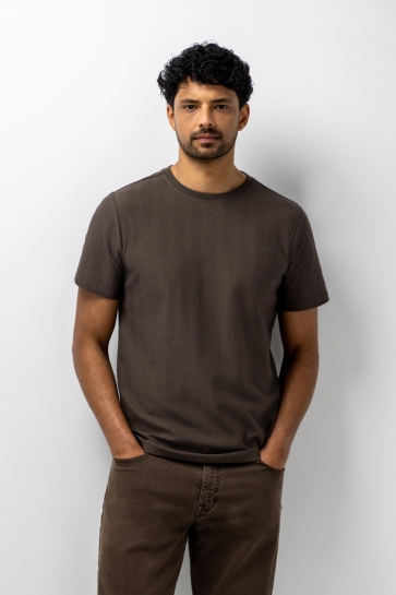 State of Art T-shirt T SHIRT MET VISGRAAT PATROON 36126399 DONKERBRUIN UNI
