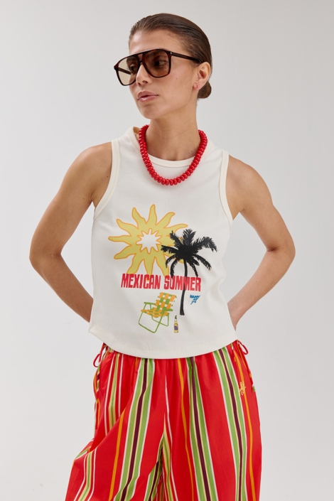 Harper & Yve ecru dames top | Model vooraanzicht