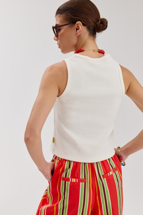 Harper & Yve ecru dames top | Model achteraanzicht