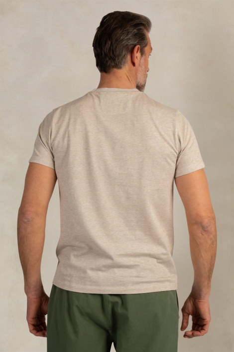 NZA zand heren t-shirt | Model achteraanzicht