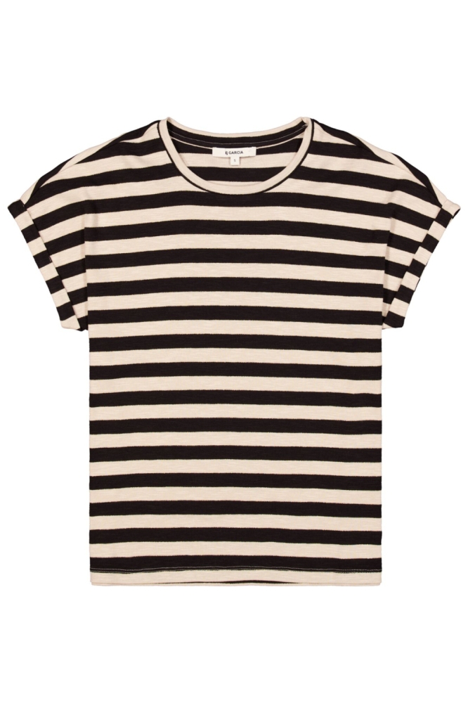 Garcia zwarte dames t-shirt | Vooraanzicht