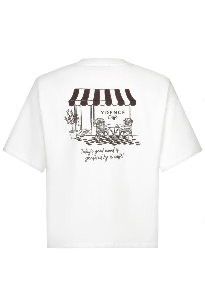 Ydence witte dames t-shirt | Achteraanzicht