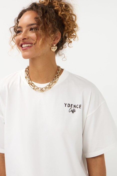 Ydence witte dames t-shirt | Close up