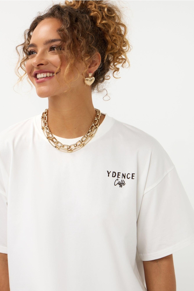 Ydence witte dames t-shirt | Close up