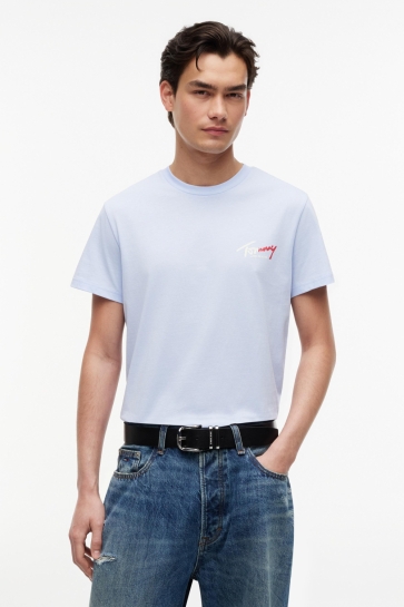 Tommy Jeans T-shirt TJM SLIM SIGN CHEST DM0DM22538 C5R MOONLIGHT IRIS