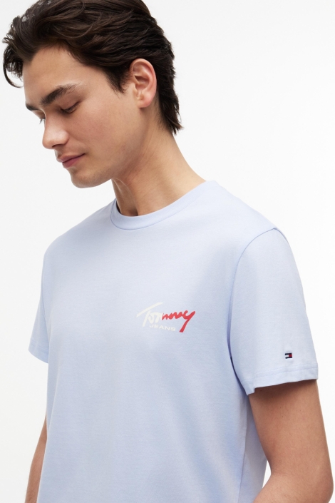 Tommy Jeans blauwe heren t-shirt | Close up