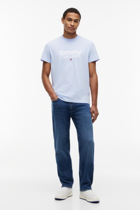 Tommy Jeans blauwe heren t-shirt | Model