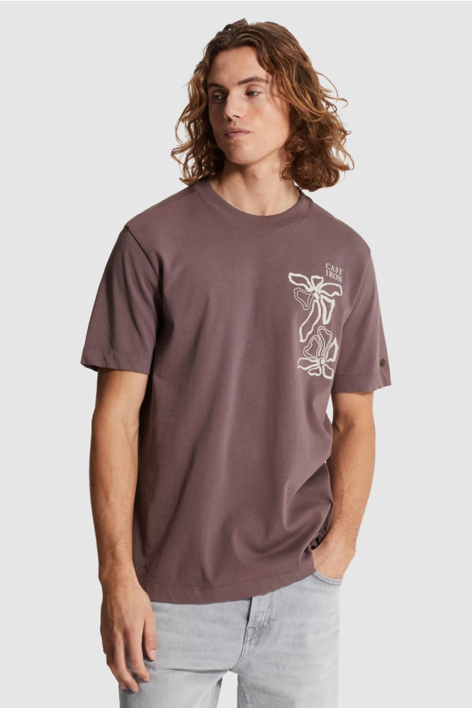 Cast Iron bordeaux heren t-shirt | Model vooraanzicht