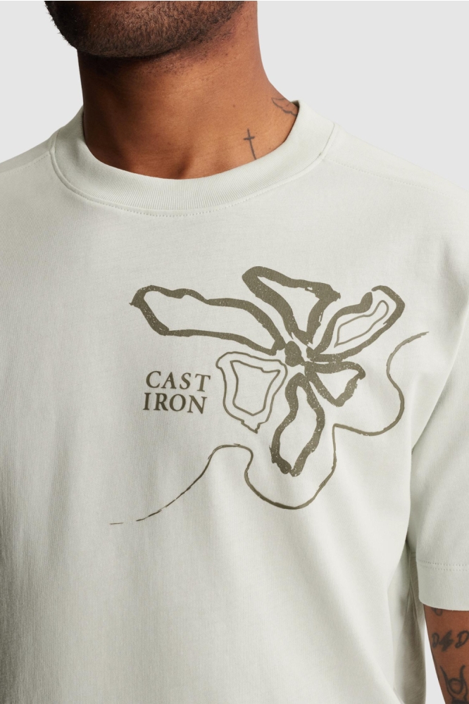 Cast Iron grijze heren t-shirt | Close up