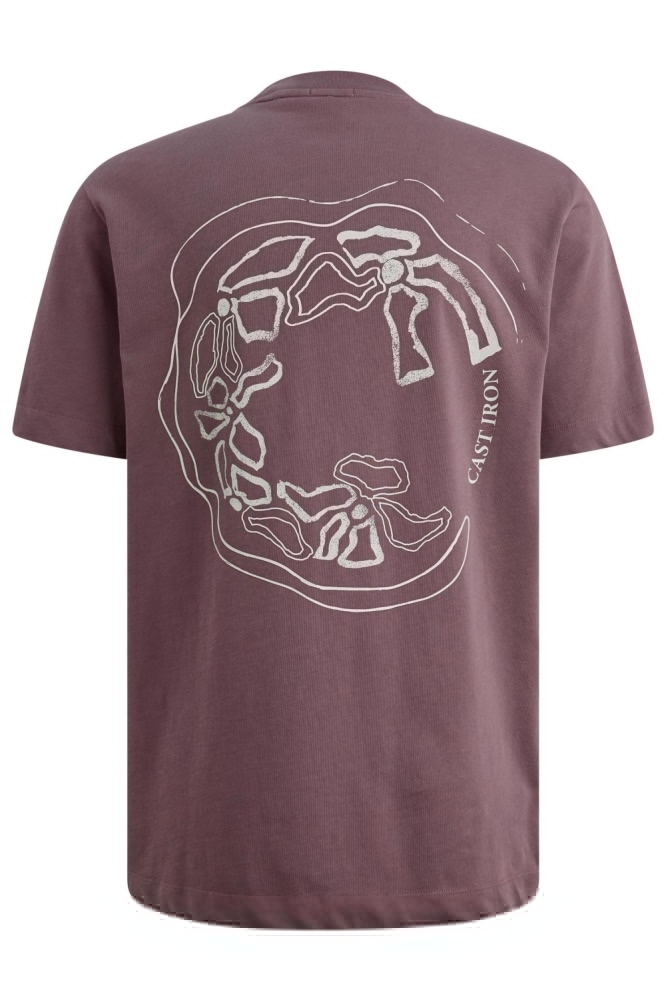 Cast Iron bordeaux heren t-shirt | Achteraanzicht