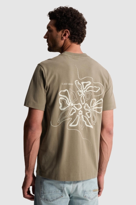 Cast Iron groene heren t-shirt | Model achteraanzicht