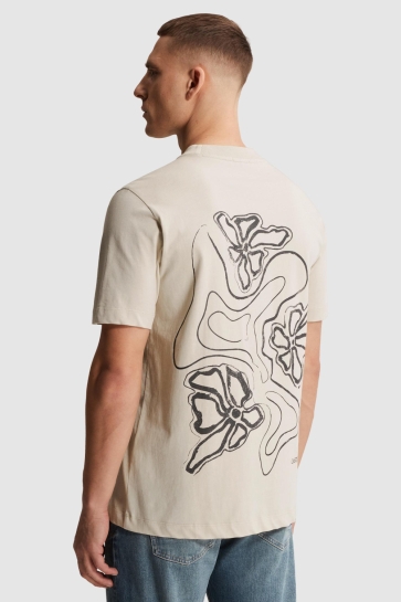 Cast Iron short sleeve r-neck regular fit si Beige