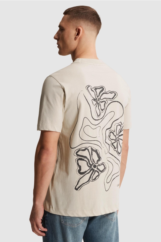 Cast Iron beige heren t-shirt | Model achteraanzicht