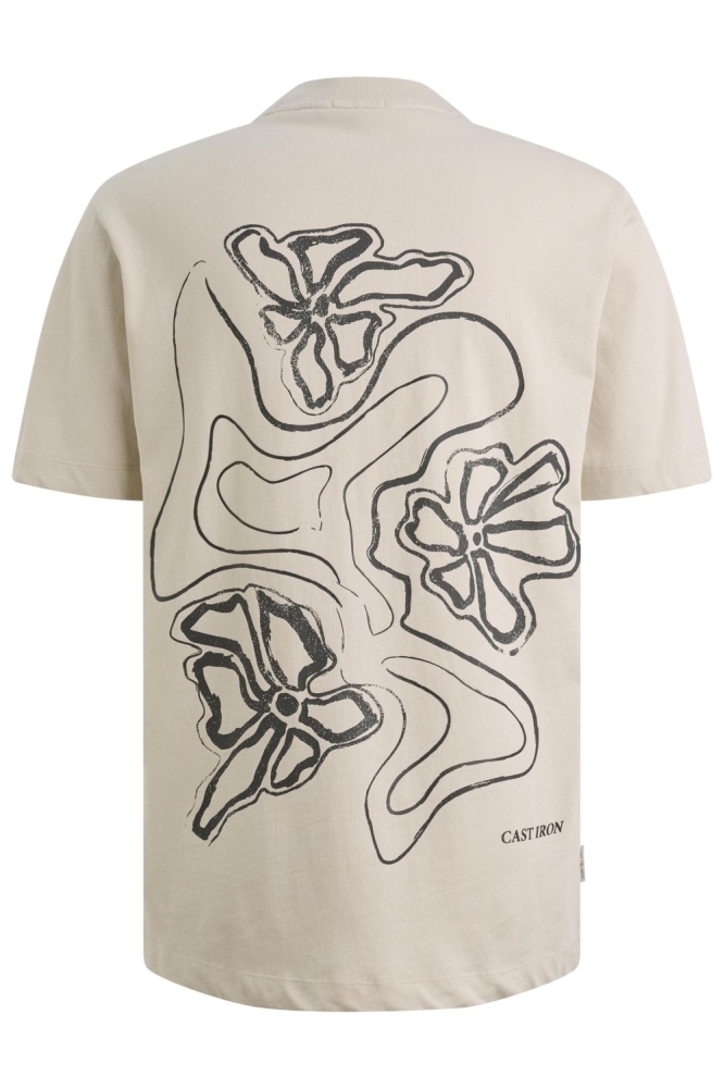 Cast Iron beige heren t-shirt | Achteraanzicht