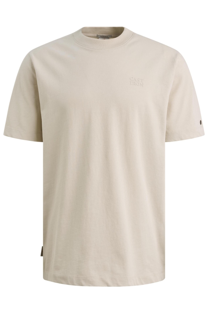Cast Iron beige heren t-shirt | Vooraanzicht