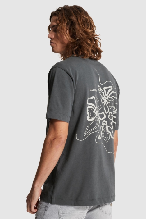 Cast Iron grijze heren t-shirt | Model achteraanzicht
