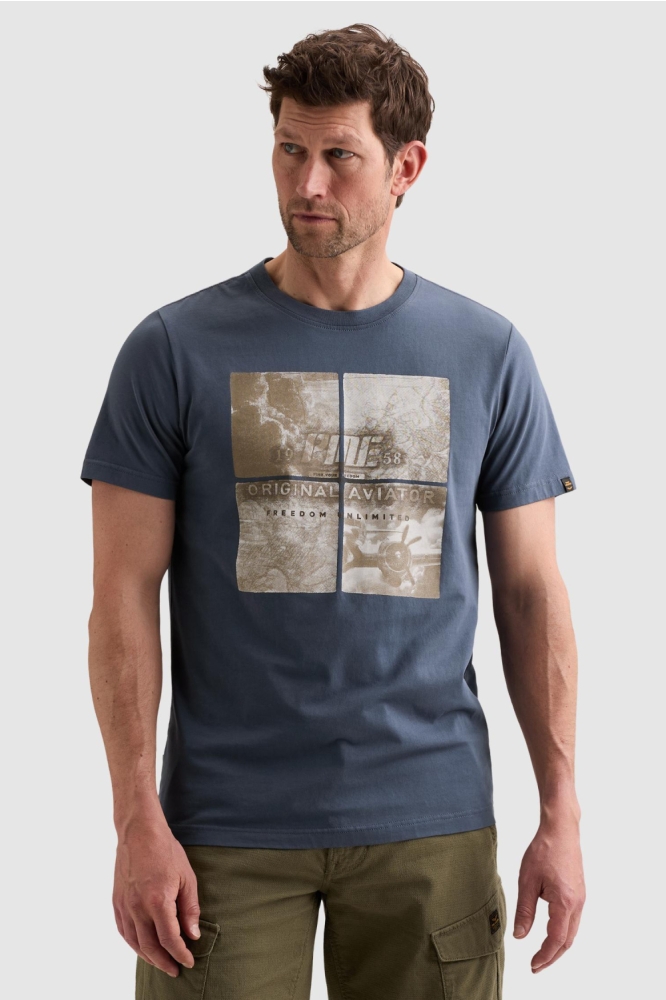 PME legend blauwe heren t-shirt | Model vooraanzicht